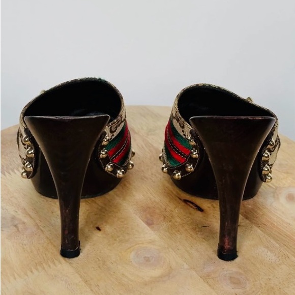 Gucci Monogram Icon Bit High Heel Clogs - Picture 9 of 15